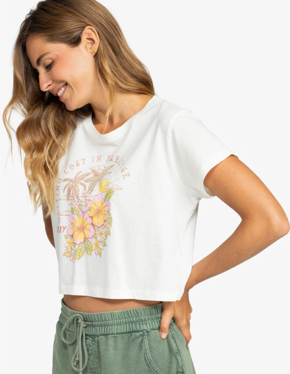 ROXY Hibiscus Paradise Womens Crop Tee - WHITE Product Image