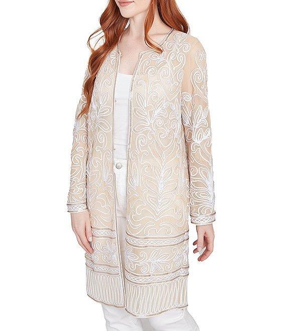 Ruby Rd. Embroidered Mesh Round Neck Long Sleeve Jacket Product Image