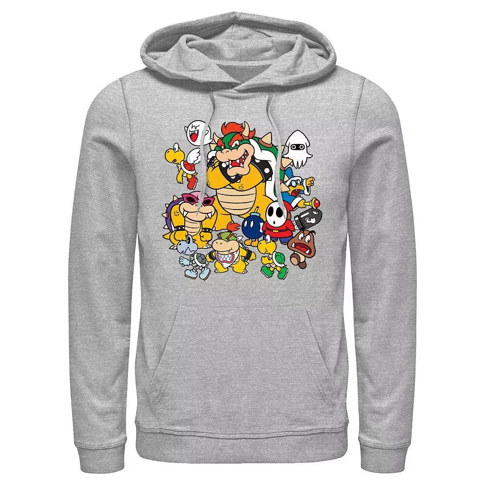 Men's Super Mario Bros Bowser Gang Graphic Hoodie, Size: XL, Athletic Grey Product Image