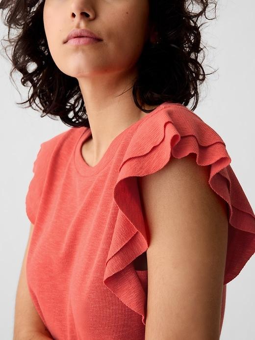 Essential Rib Flutter-Sleeve Shirt Product Image