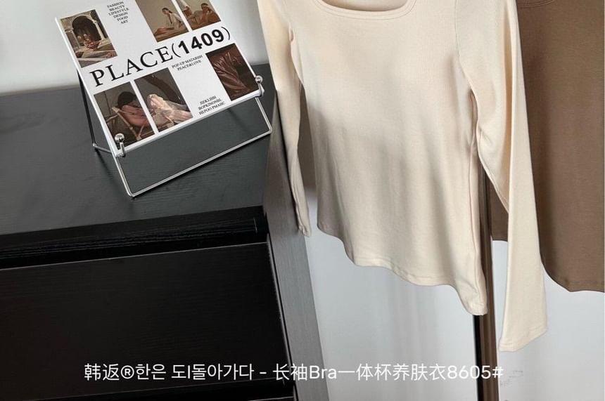 Square Neck Plain Padded T-Shirt Product Image