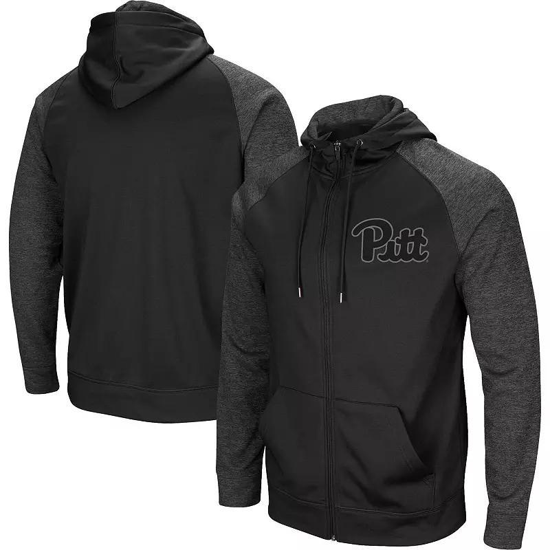 Men's Colosseum Black Oklahoma Sooners Blackout 3.0 Tonal Raglan Full-Zip Hoodie, Size: XL Product Image
