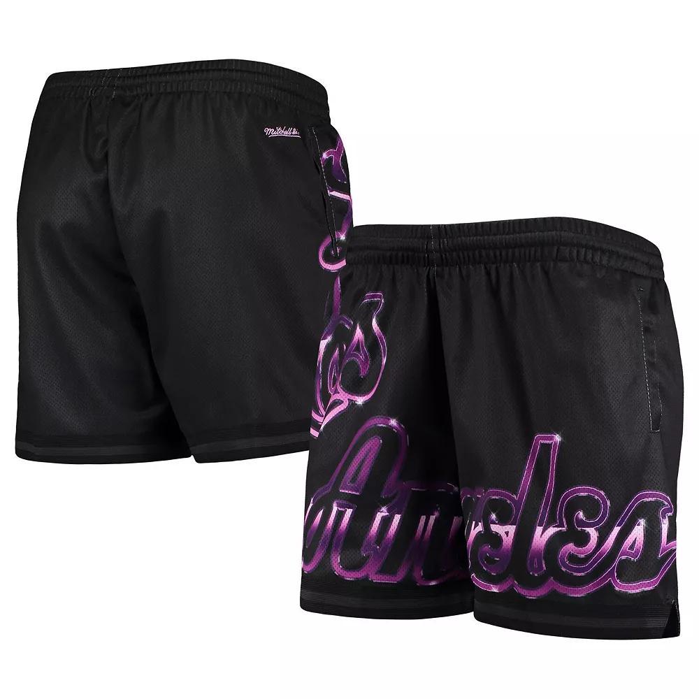 Women's Mitchell & Ness Black Los Angeles Lakers Big Face 4.0 Mesh Shorts, Size: Large Product Image
