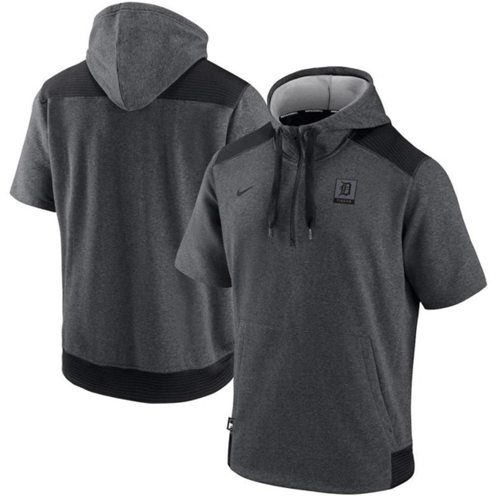 NIKE Heathered Charcoal/black Detroit Tigers Authentic Collection Dry Flux Performance Quarter-zip S In Charcoal,black Product Image