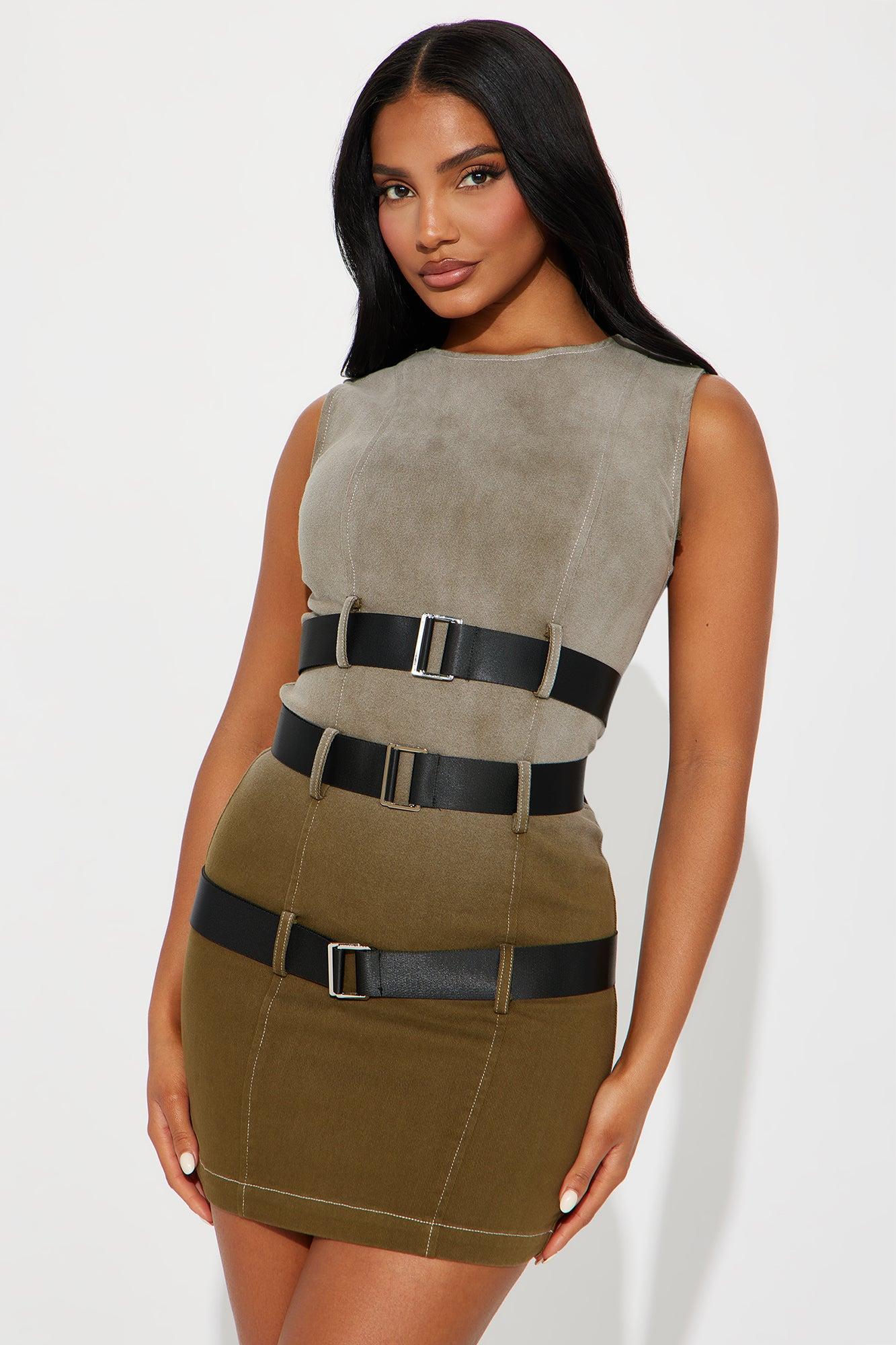 Incognito Ombre Denim Mini Dress - Olive Product Image
