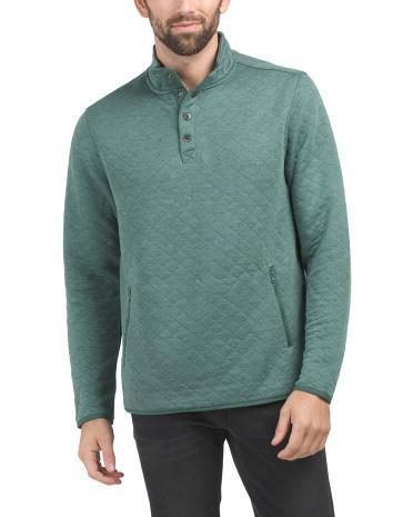 Long Sleeve Quilted Pullover With Pockets for Men | Polyester/Rayon Product Image