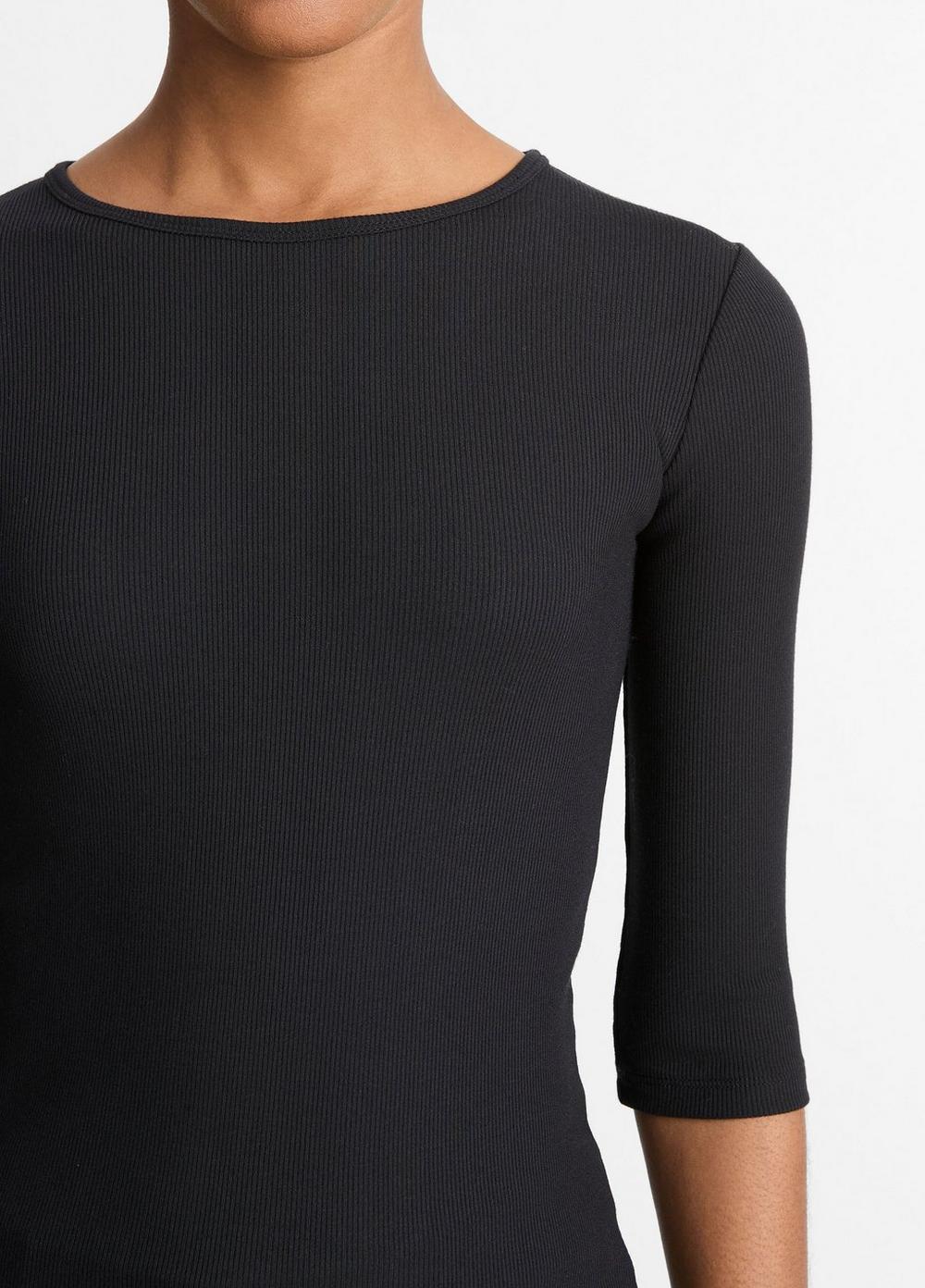 Womens Elbow-Sleeve Crew Neck T-Shirt, Black, Size S Vince Product Image