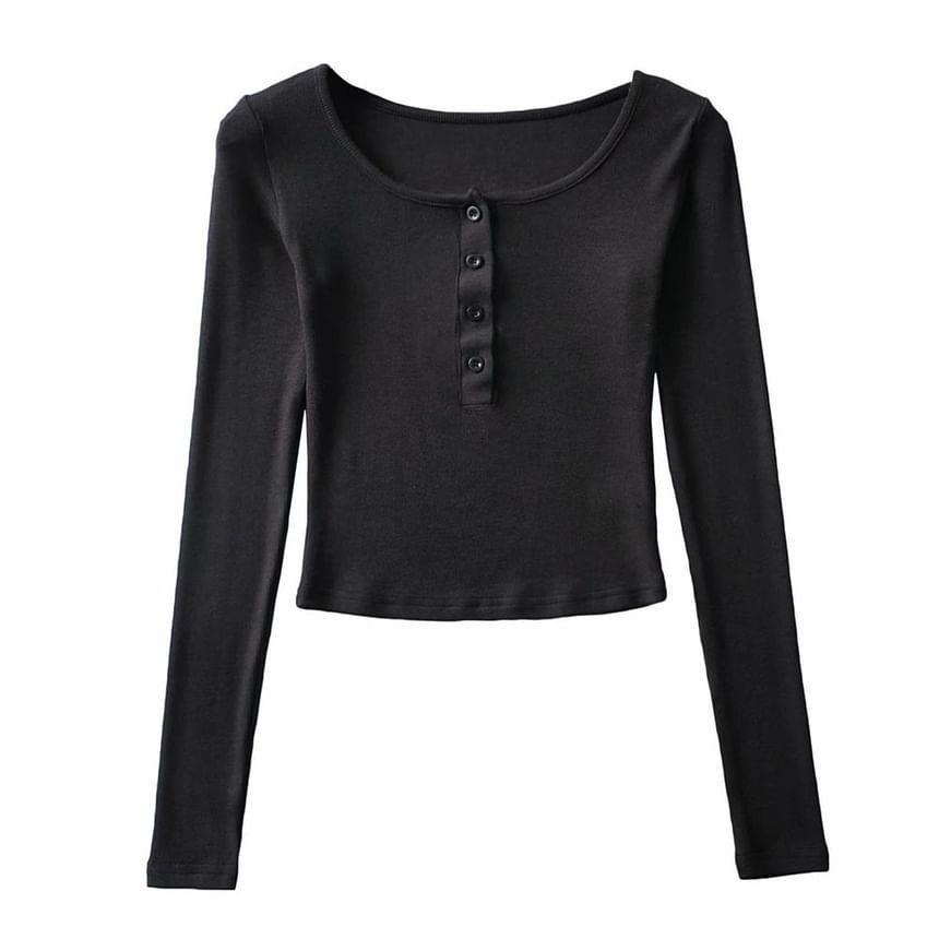 Long-Sleeve Henley T-Shirt Product Image