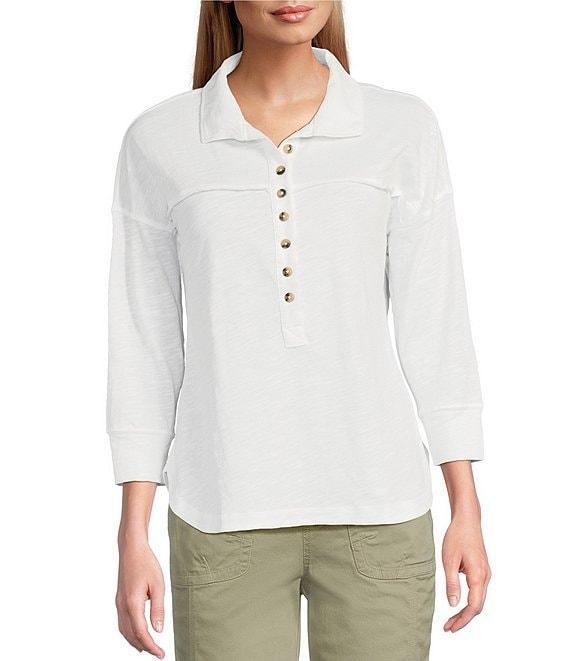 Westbound Knit Elbow Sleeve Henley Top Product Image