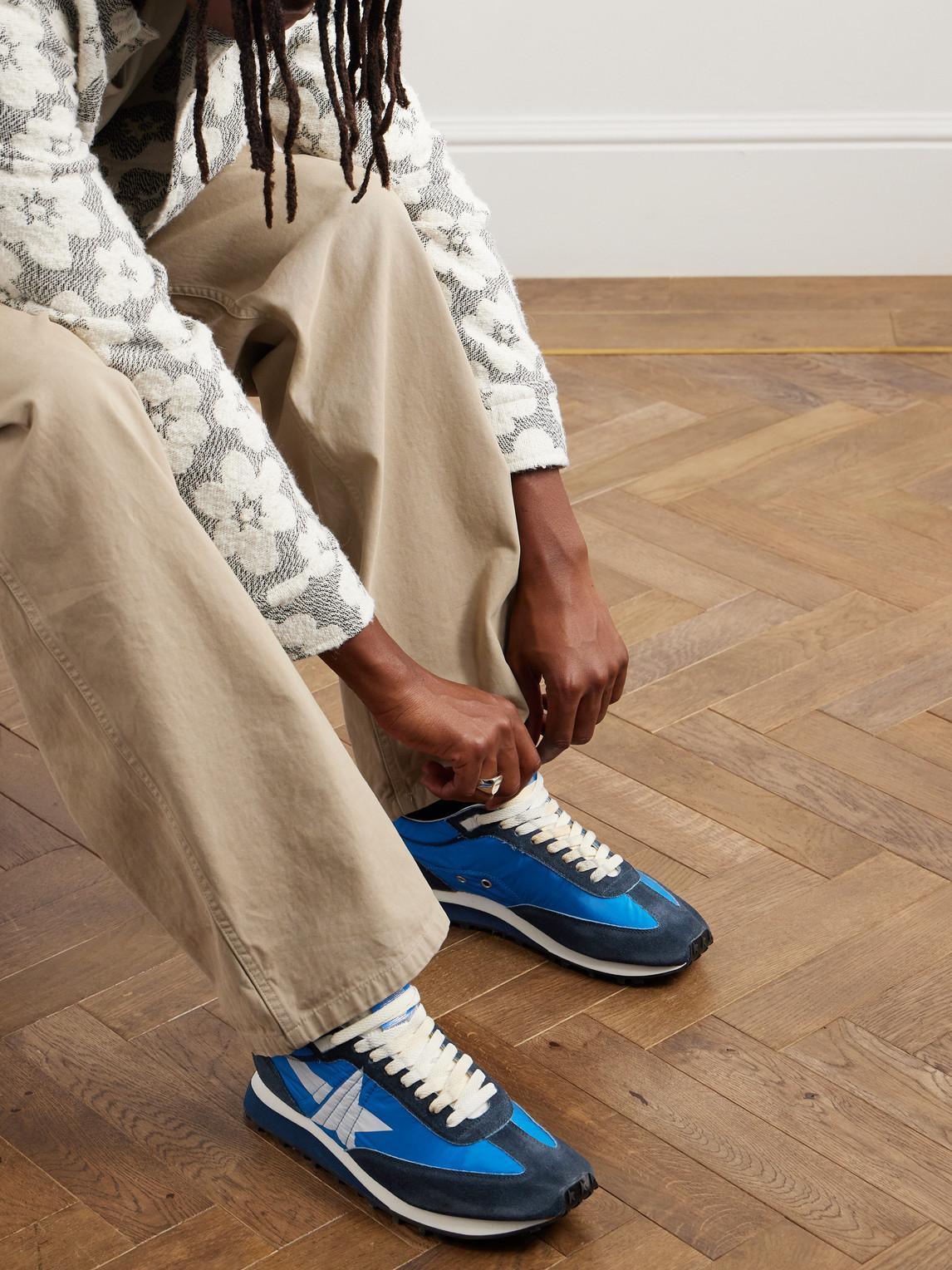GOLDEN GOOSE Deluxe Brand Running Marathon Nylon Upper Suede Sneakers In Blue Product Image