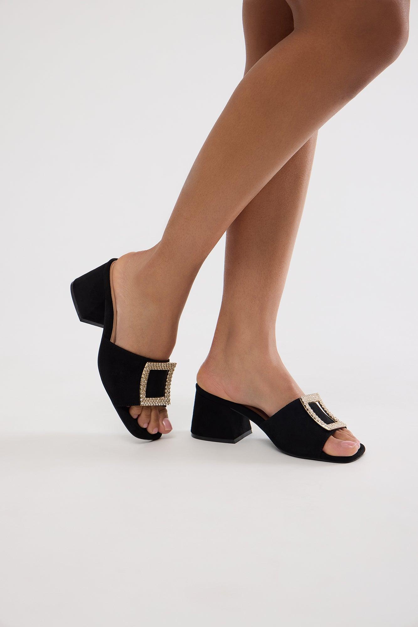 Benton Heeled Mules - Black Product Image
