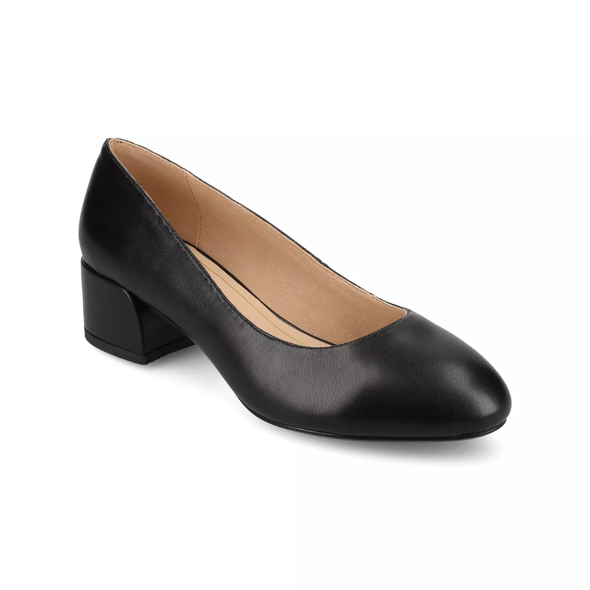 Journee Medium and Wide Width Saarii Women's Slip-On Block Heel Pumps, Size: 7, Black Product Image