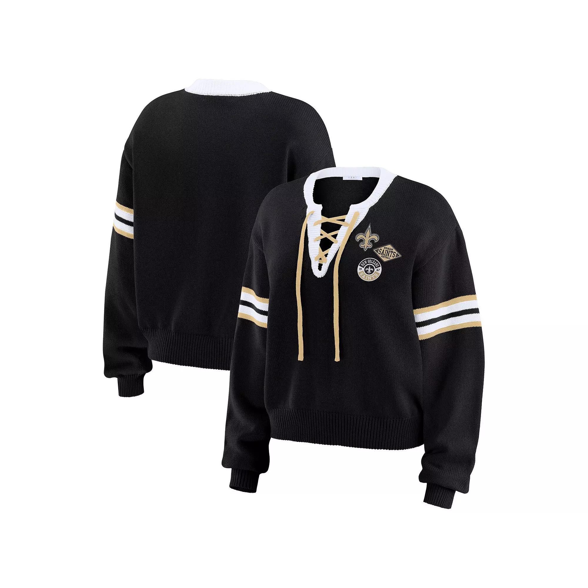 Women's WEAR by Erin Andrews Purple  Minnesota Vikings Lace-Up Sweater, Size: 2XL Product Image