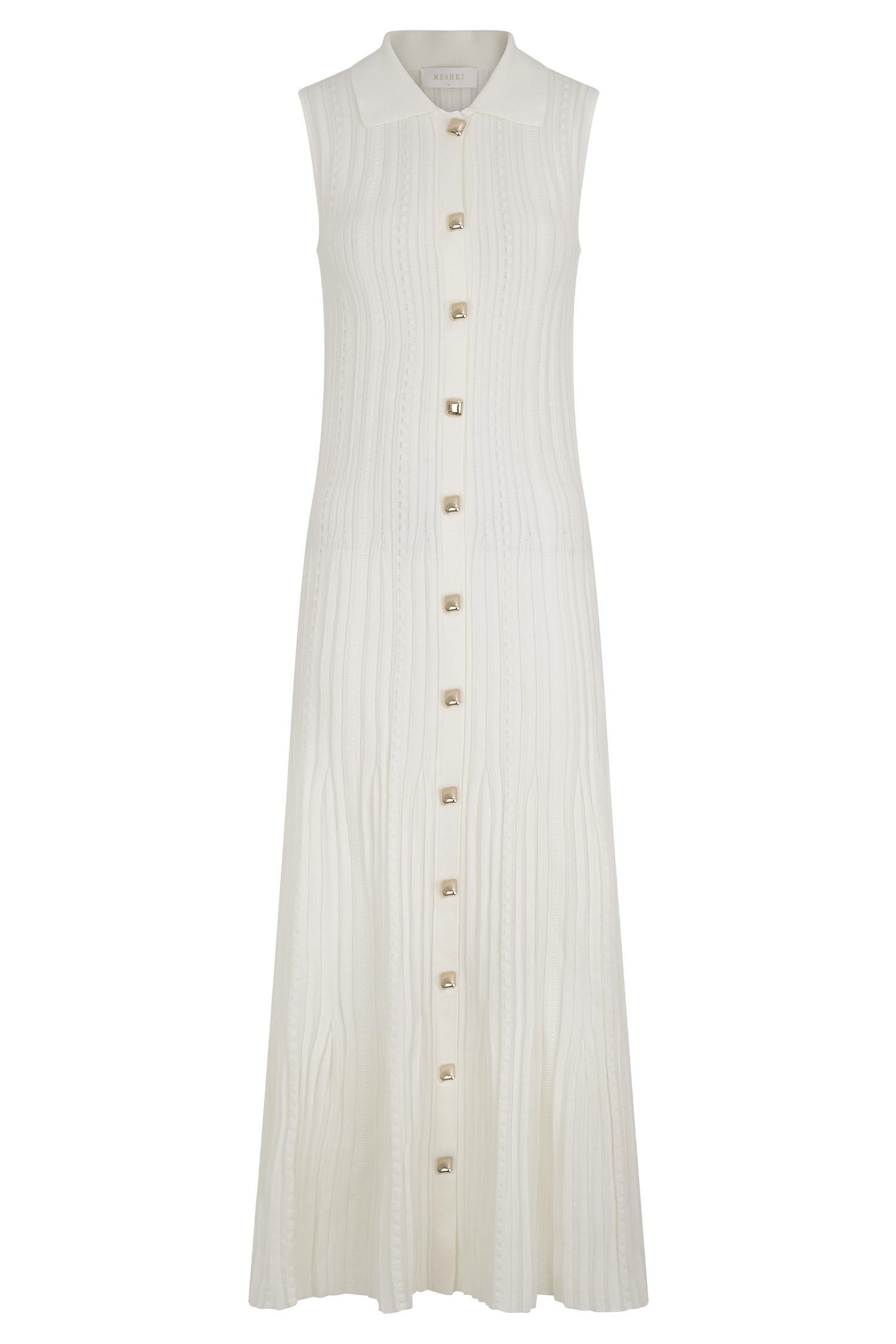 Margie Sleeveless Knit Midi Dress - White Product Image