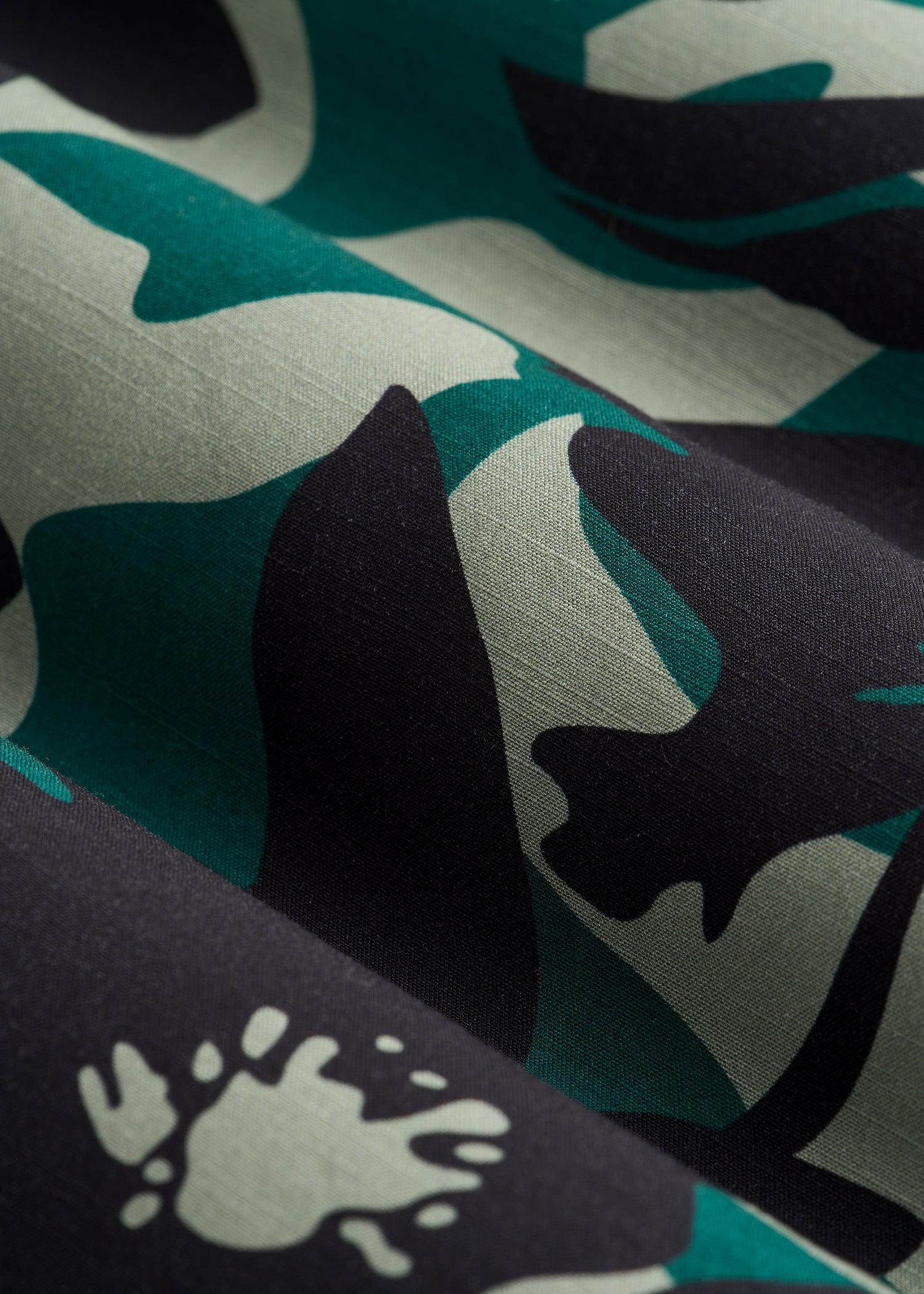 Short Sleeve Resort Shirt for Tall Men in Green and Black Floral Product Image