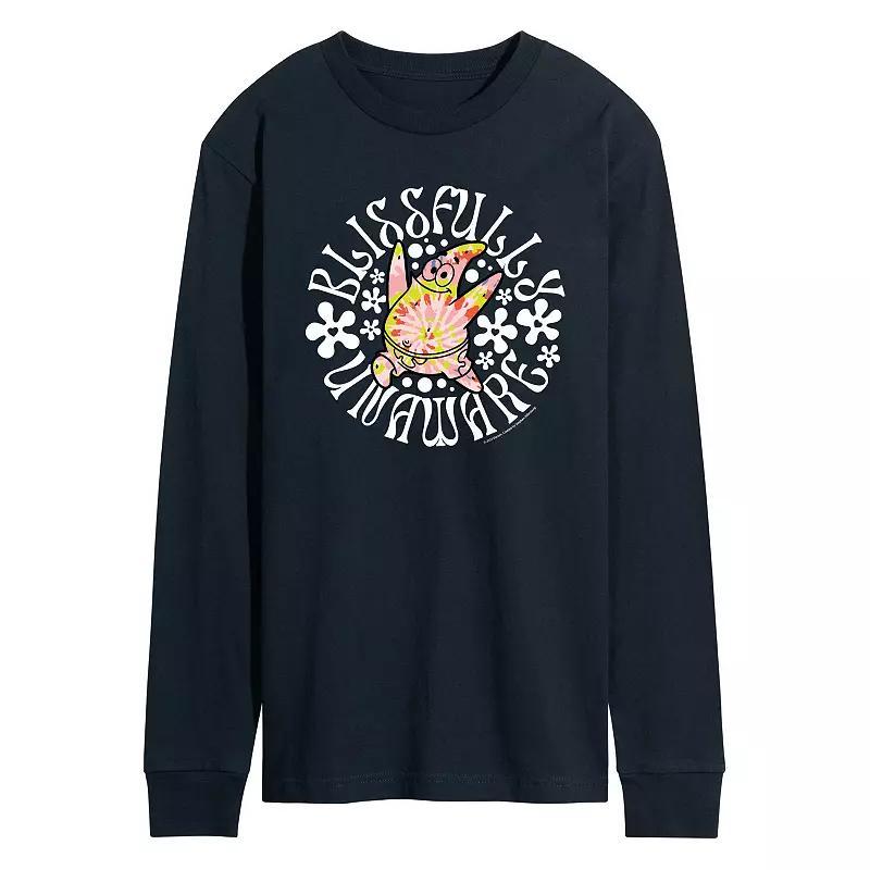 Mens SpongeBob SquarePants Blissfully Unaware Long Sleeve Graphic Tee Blue Product Image