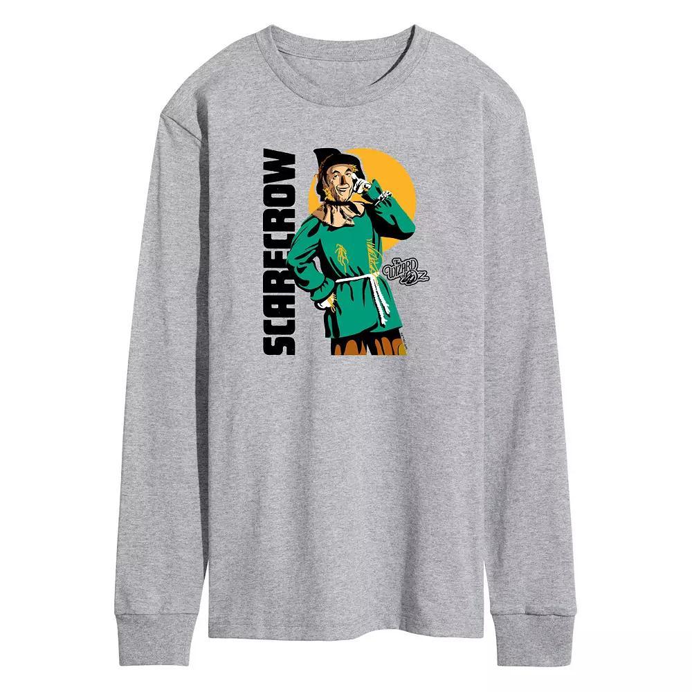 Mens Wizard of Oz Scarecrow Long Sleeve Graphic Tee Grey Gray Product Image