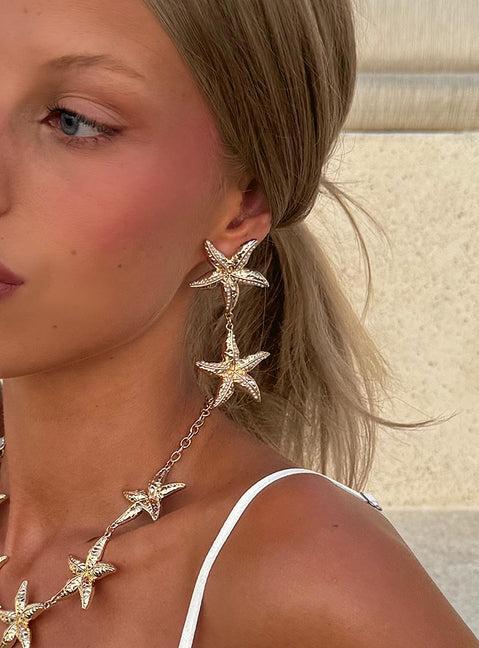 Starfish Drop Earrings Gold Product Image