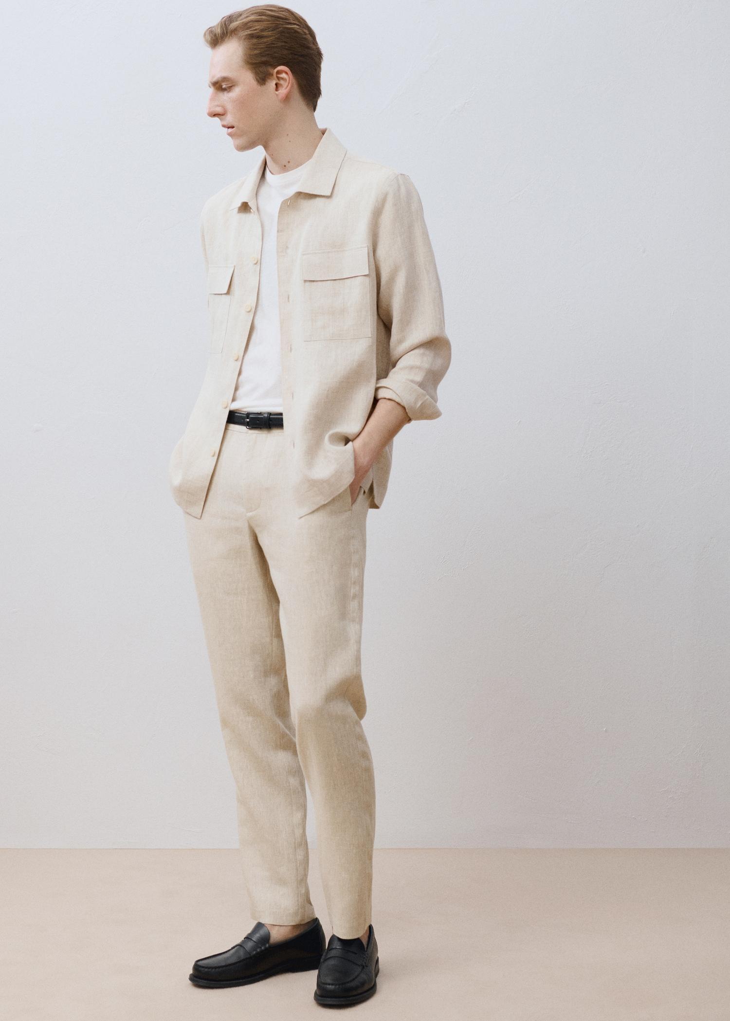 Slim-fit 100% linen bermuda shorts - Men | MANGO USA Product Image
