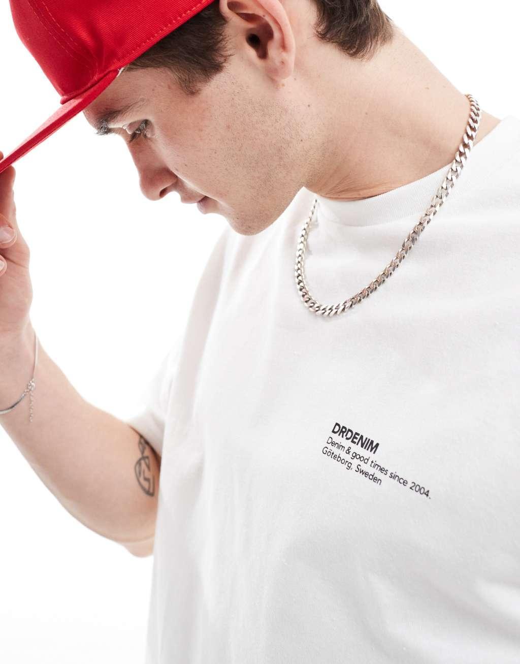 Dr Denim Trooper relaxed fit t-shirt in white Product Image