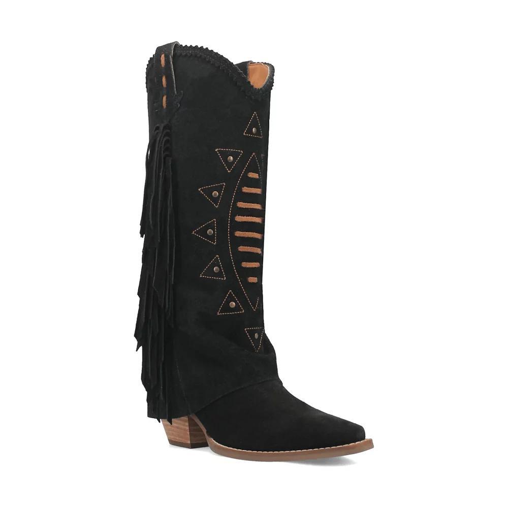Dingo Women's Spirit Trail Side Fringed Leather Cowboy Boots, Size: 9.5, Black Product Image