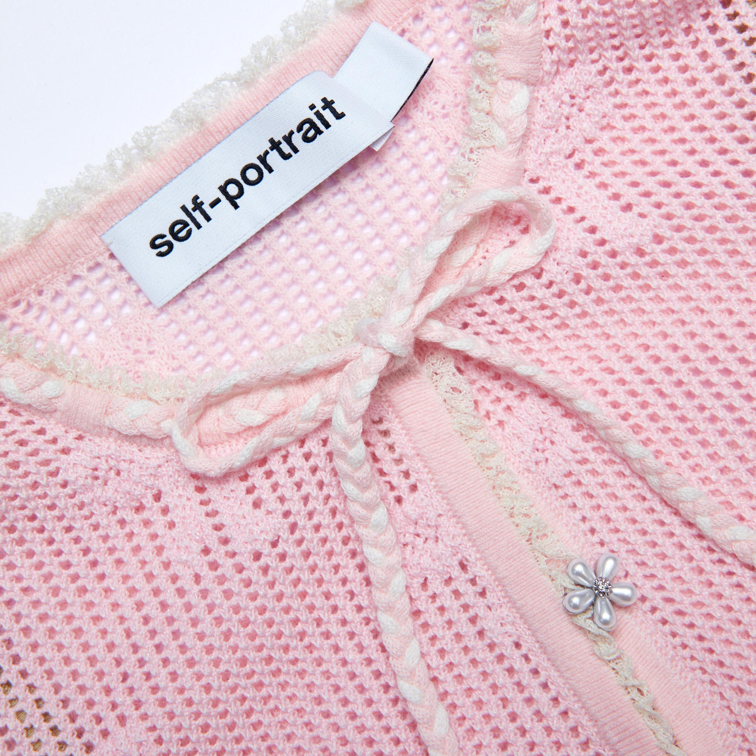 Pink Bow Crochet Mini Dress Product Image