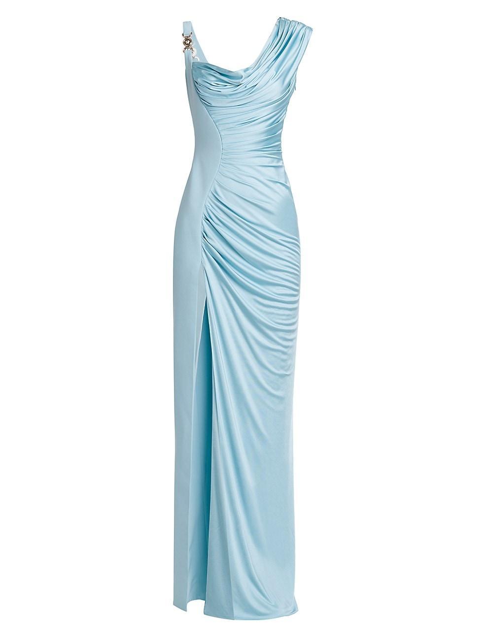 Womens Draped Cowlneck Column Gown Product Image