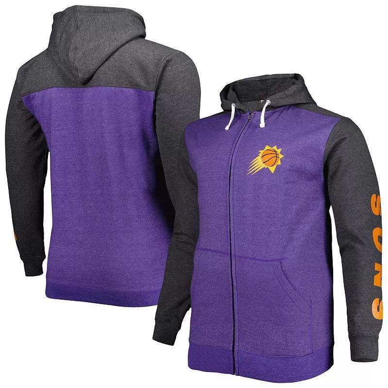 Men's Fanatics Branded Purple/Heathered Black Phoenix Suns Big & Tall Down and Distance Full-Zip Hoodie, Size: 3XLT, Phx Purple Product Image