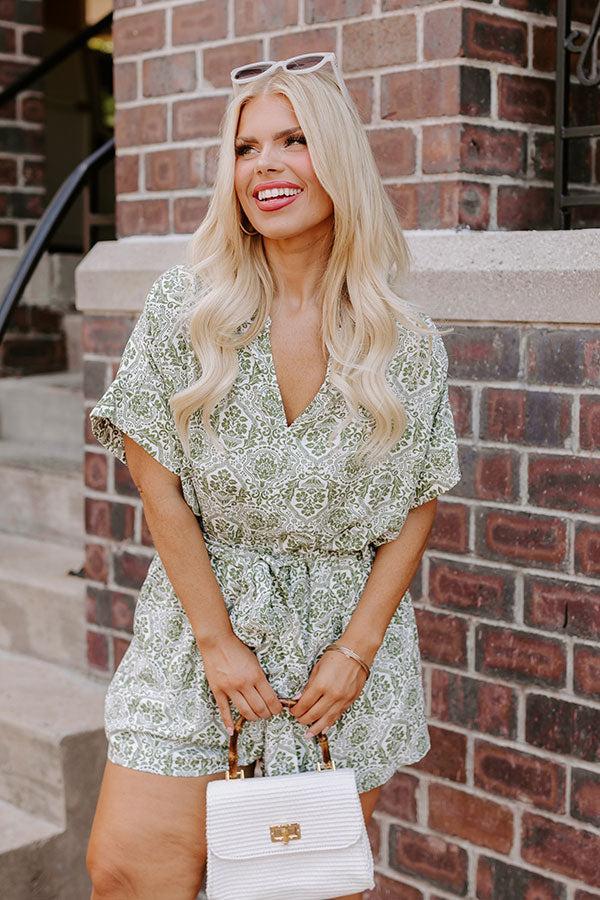 Mykonos Muse High Waist Linen-Blend Floral Shorts in Olive Curves Product Image