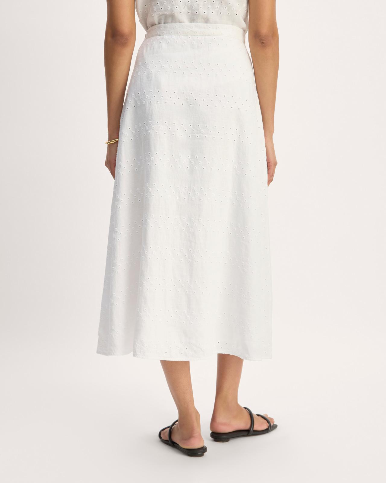 The Linen Eyelet Midi Skirt Product Image
