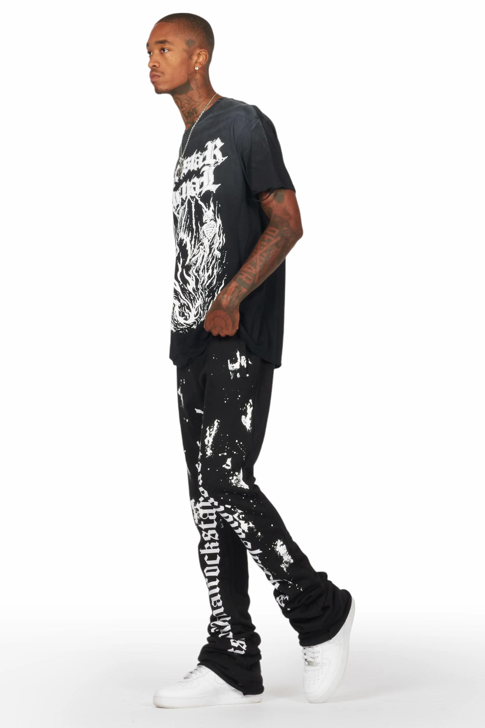 Adwin Painter Black/White Super Stacked Flare Pants Male Product Image