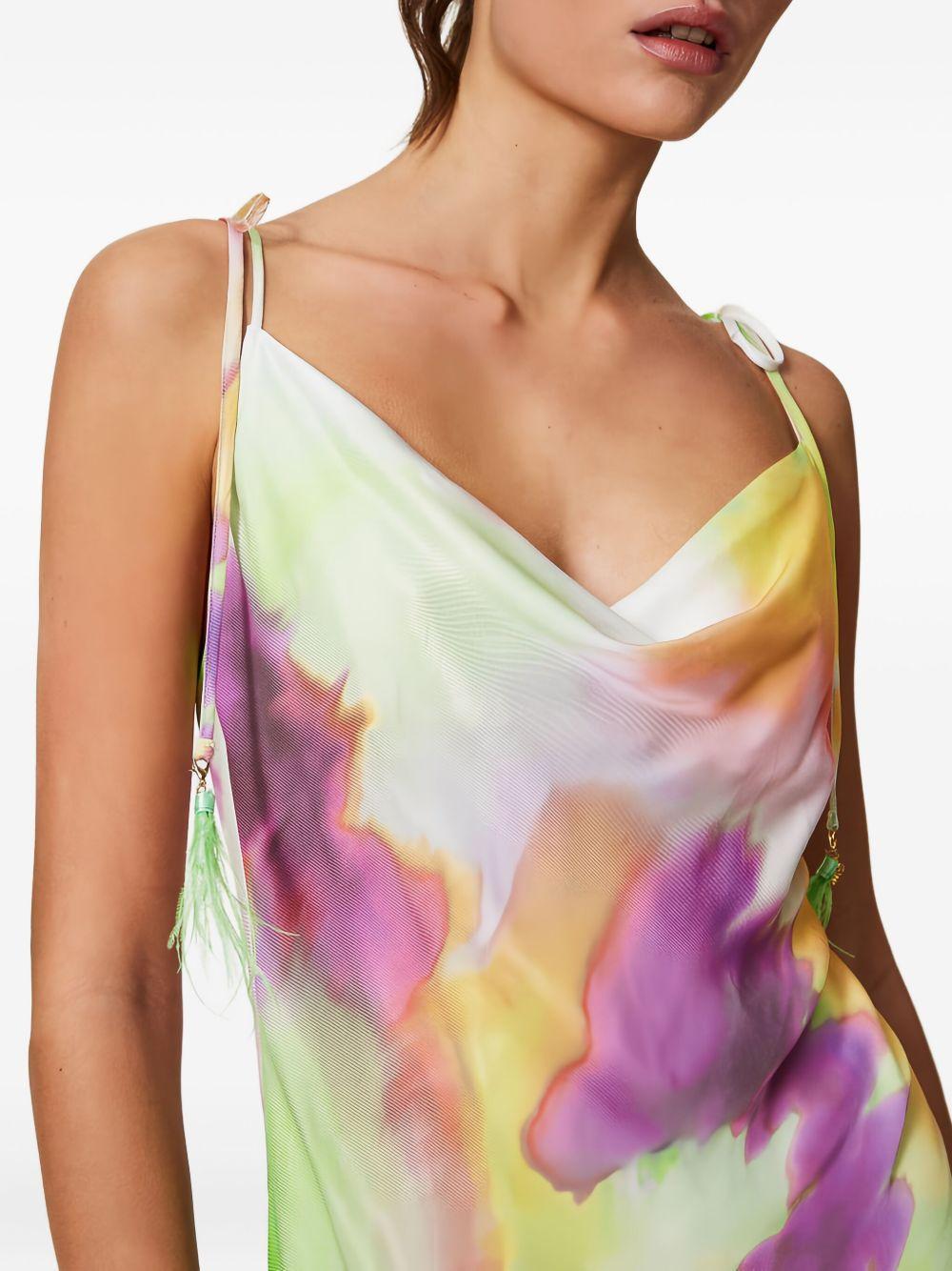 tie-dye feather-detail midi dress Product Image