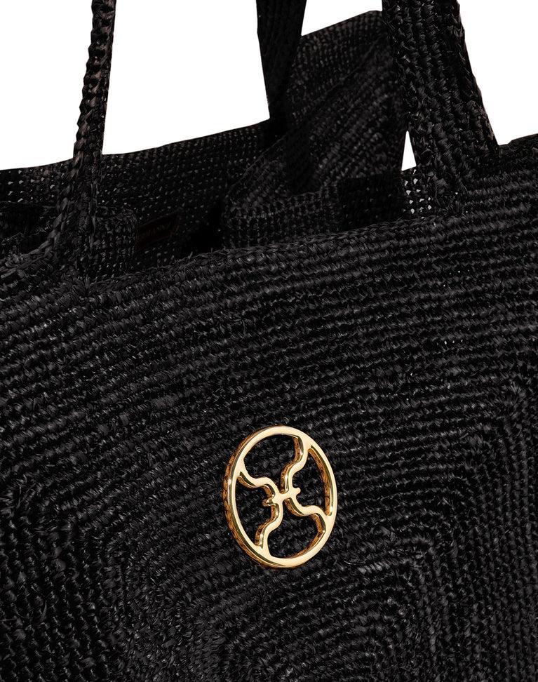 Raffia Pyramid Bag - Black Product Image