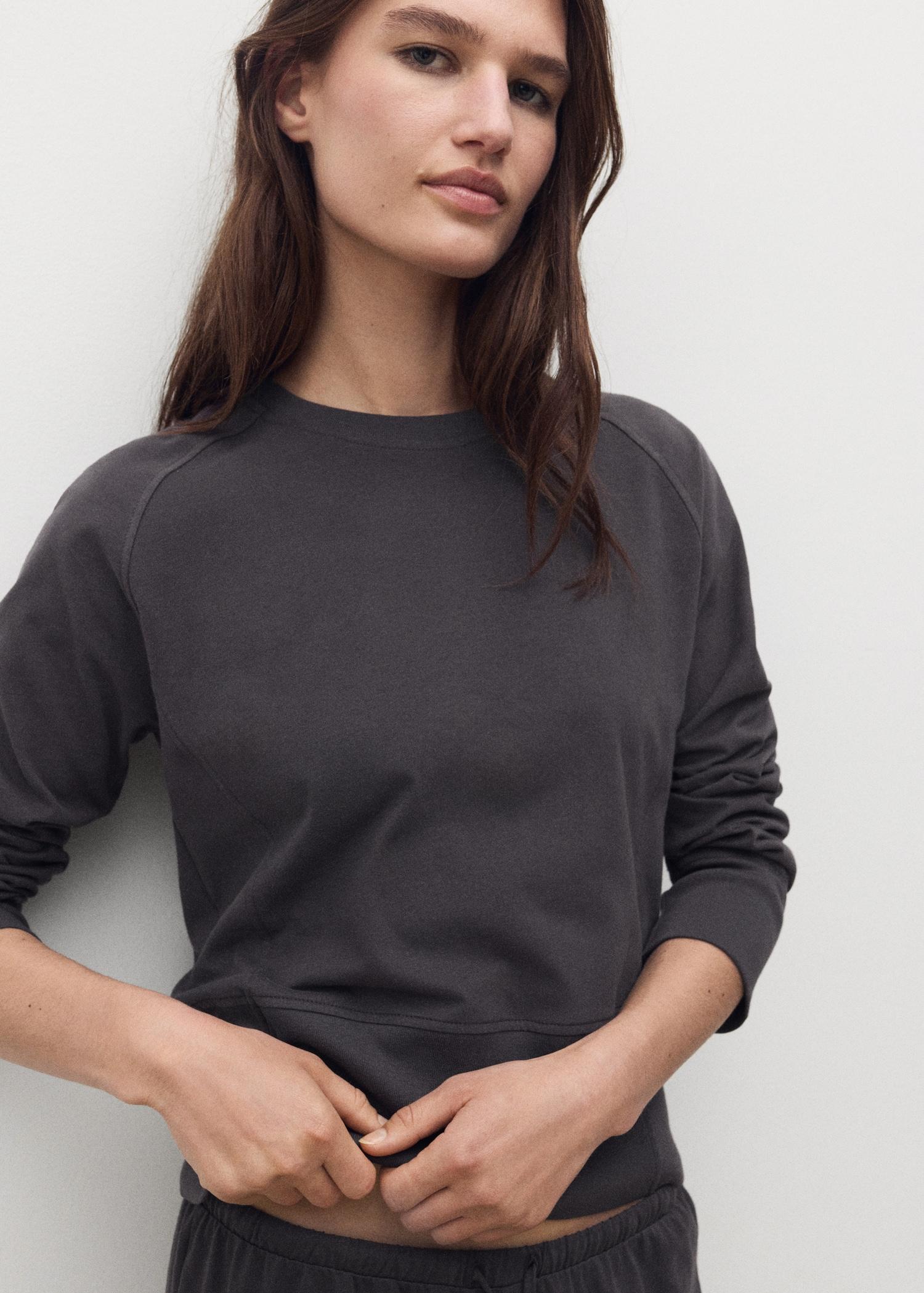 Fluid cotton sweatshirt - Women | MANGO USA Product Image