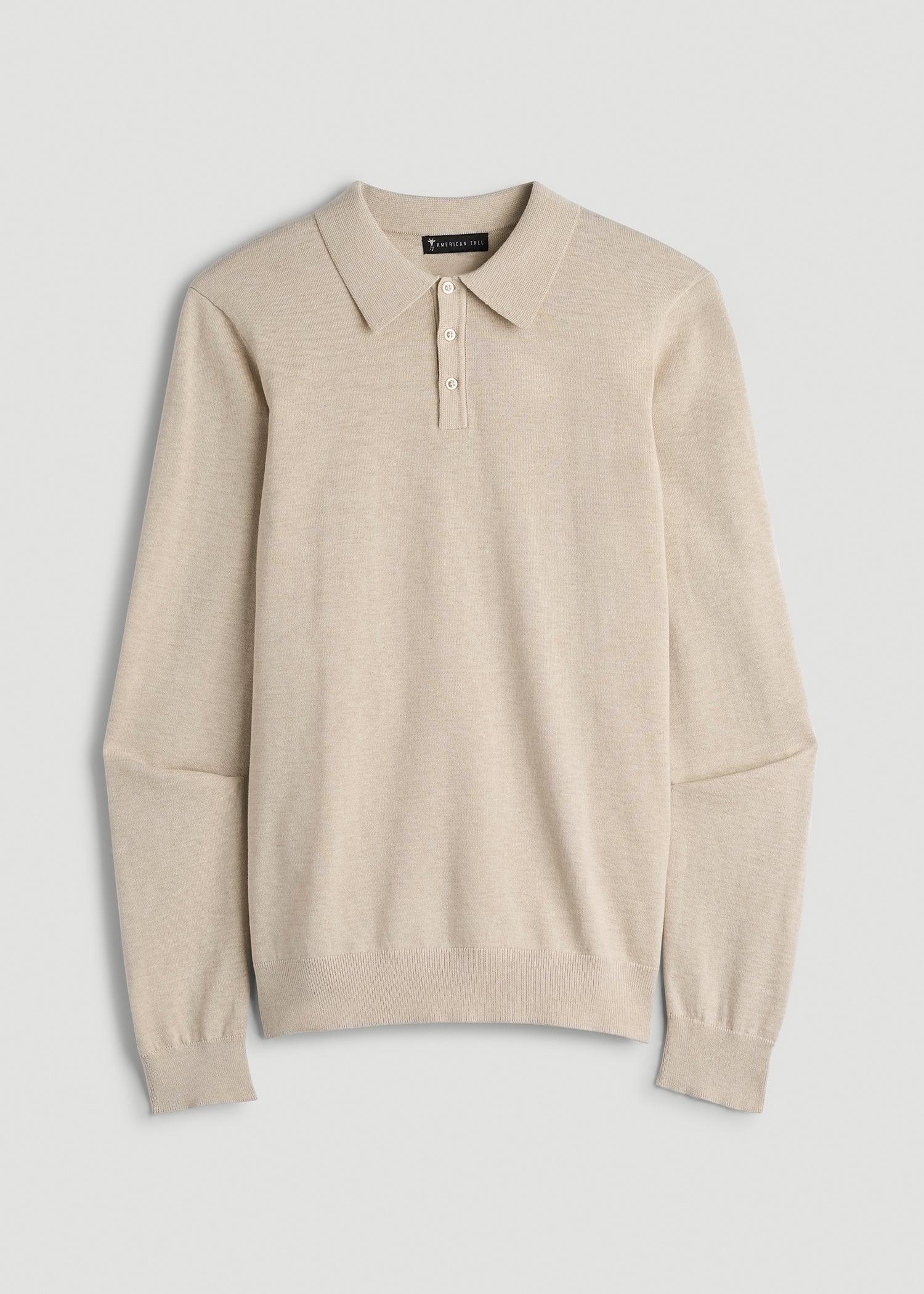 Men’s Tall Polo Sweater in Vanilla Latte Mix Product Image