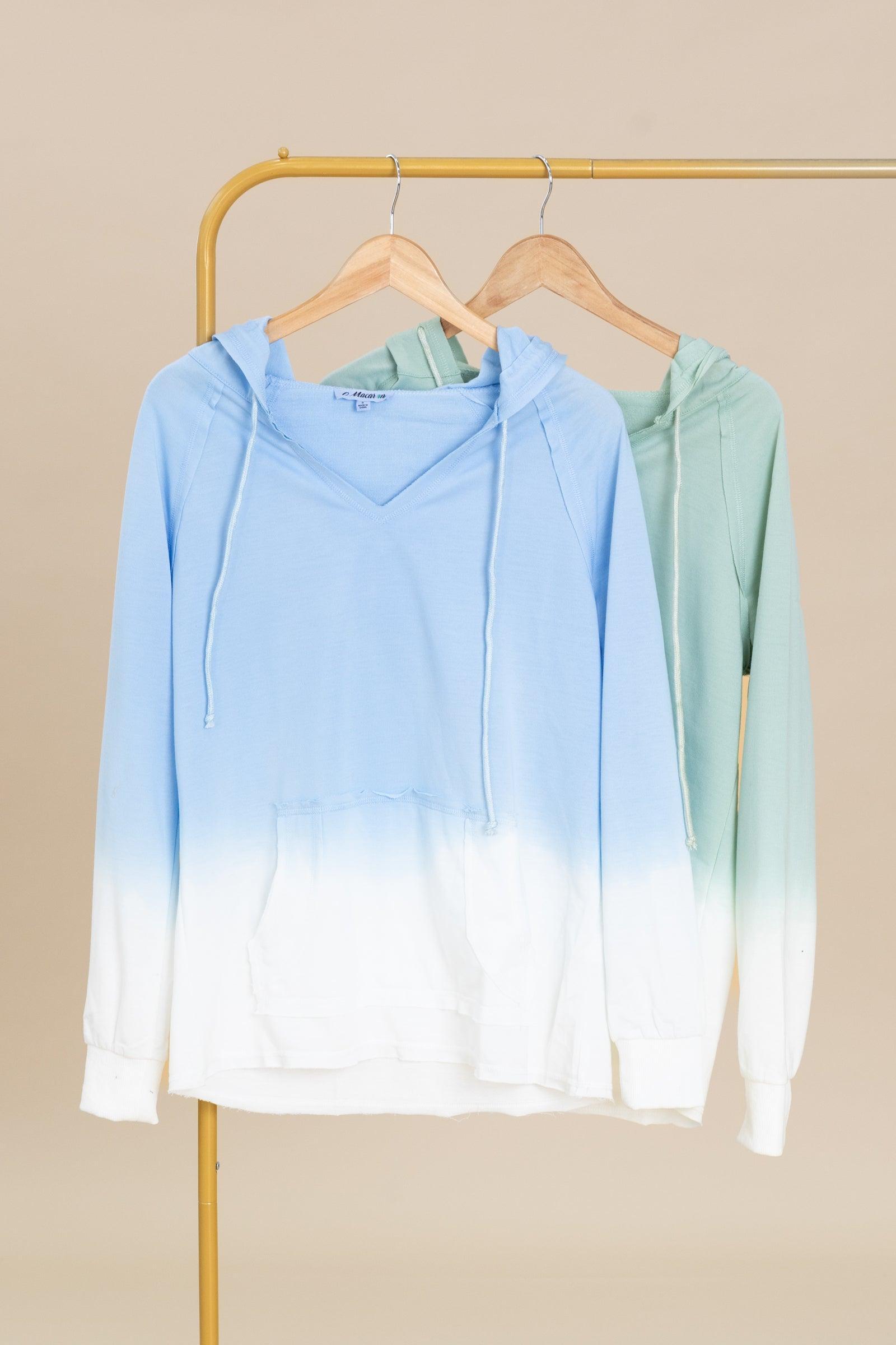Dip Dyed Hooded Knit Tops Product Image