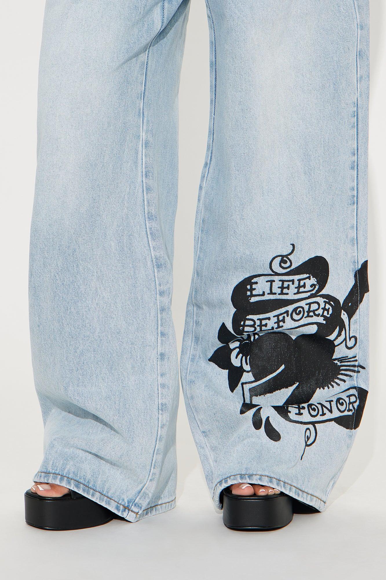 Ed Hardy Honor Dagger Baggy Jeans - Light Wash Product Image