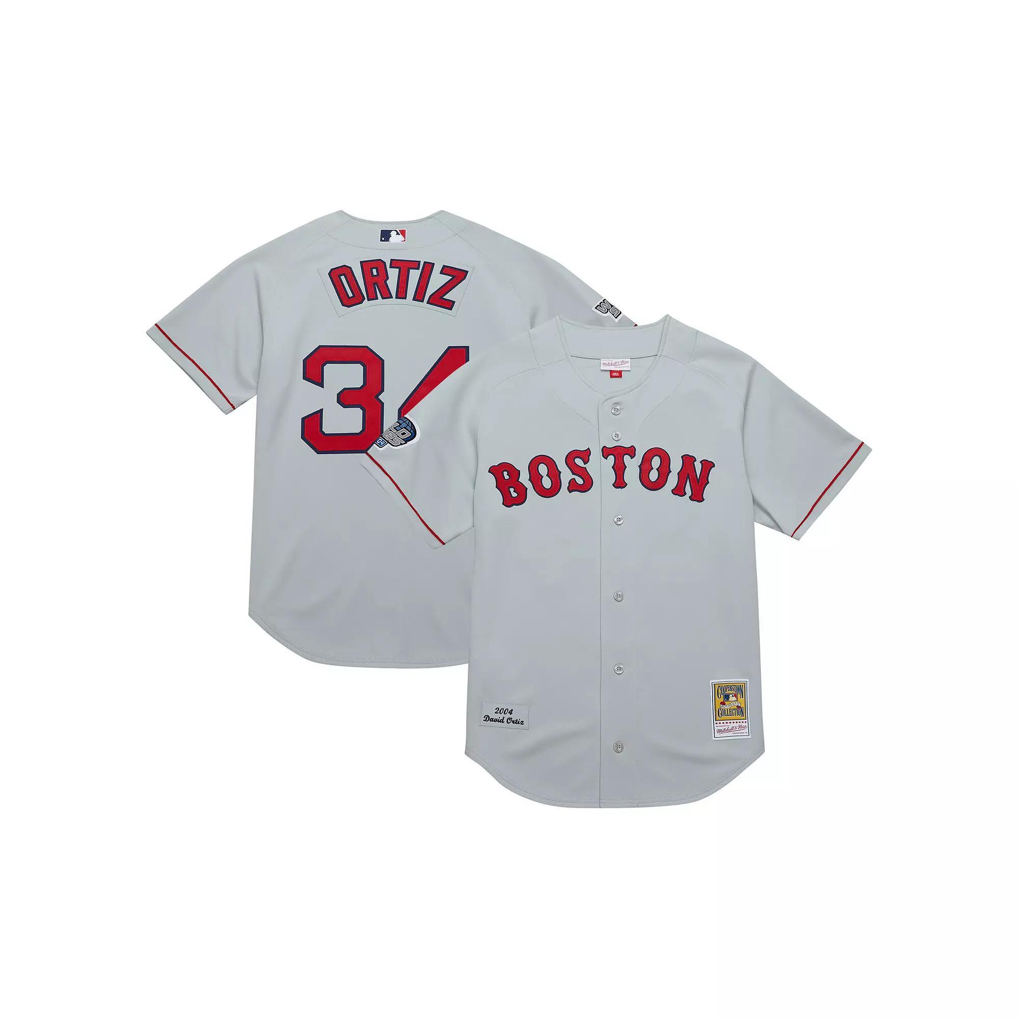 Men's Mitchell & Ness David Ortiz Gray Boston Red Sox 2004 Cooperstown Collection Authentic Throwback Jersey, Size: Large, Grey Product Image