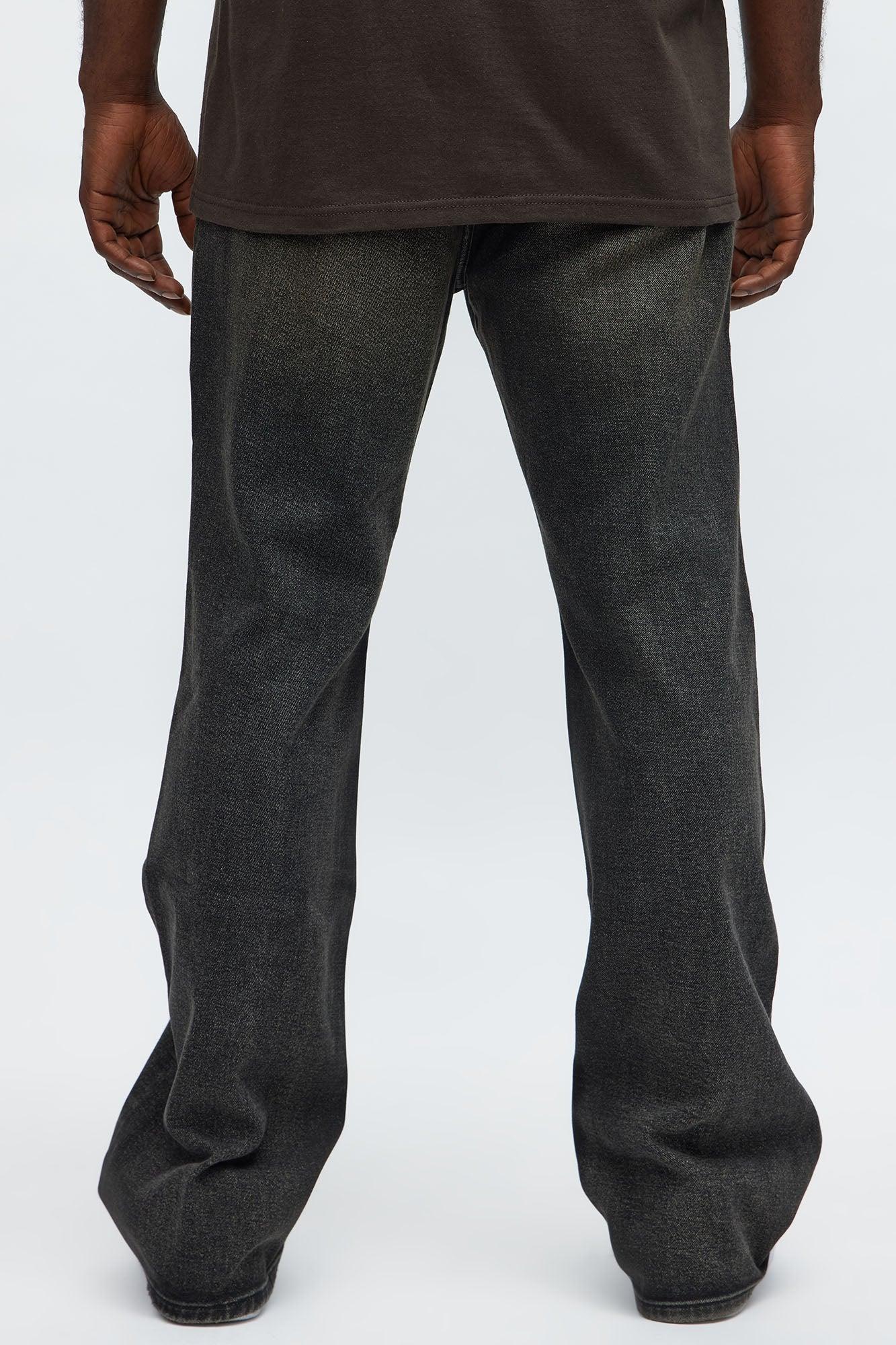 Stacked Slim Flare All Alone Distressed Jeans - Black Wash Product Image