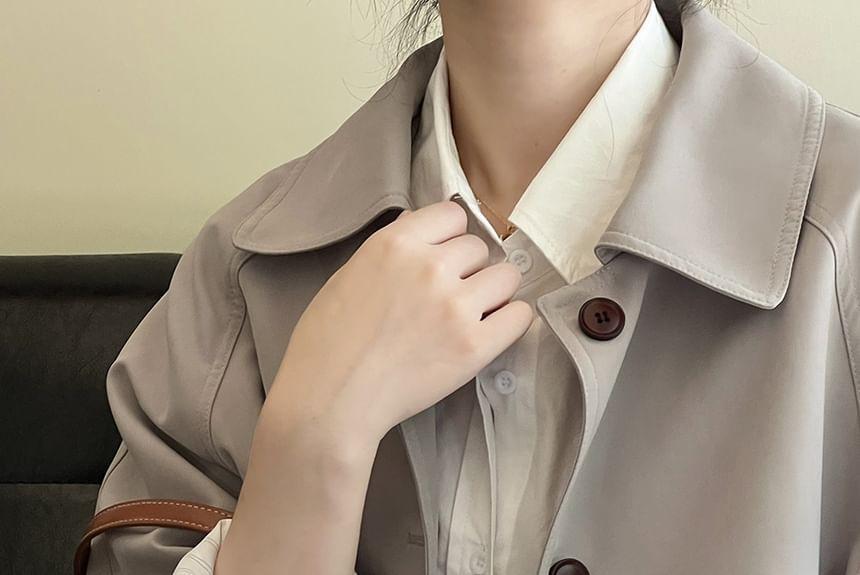 Collar Plain Midi Single-Breasted Coat Product Image