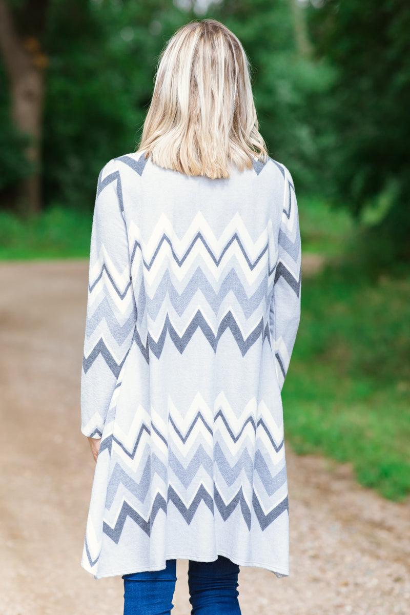 Grey Multicolor Chevron Cardigan Product Image