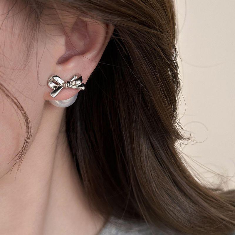 925 Sterling Silver Bowknot Ear Jacket Product Image