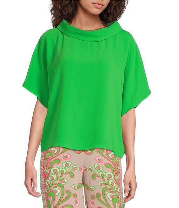 Trina Turk Honeysuckle Folded Boat Neck Short Dolman Sleeve Top Product Image