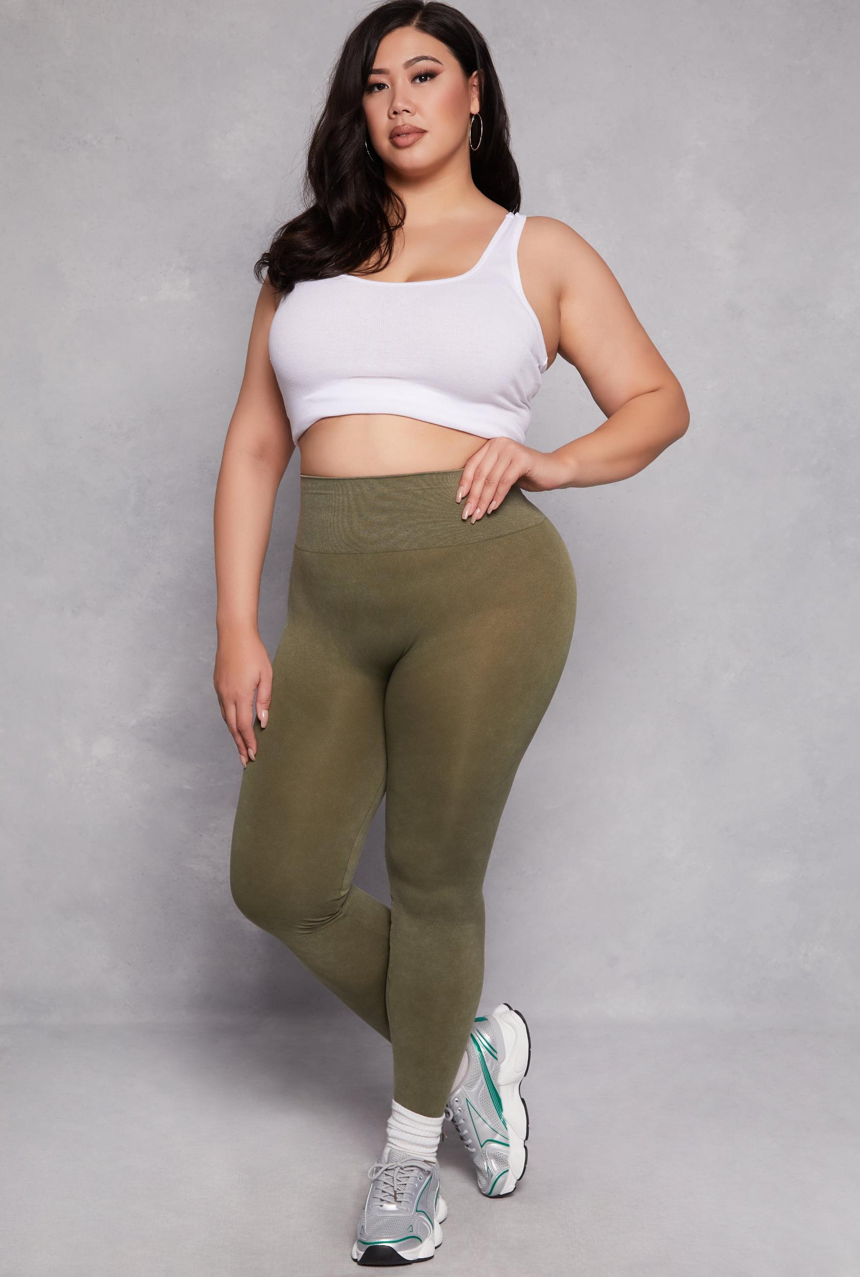 Womens Plus Size Acid Wash High Waist Leggings Product Image