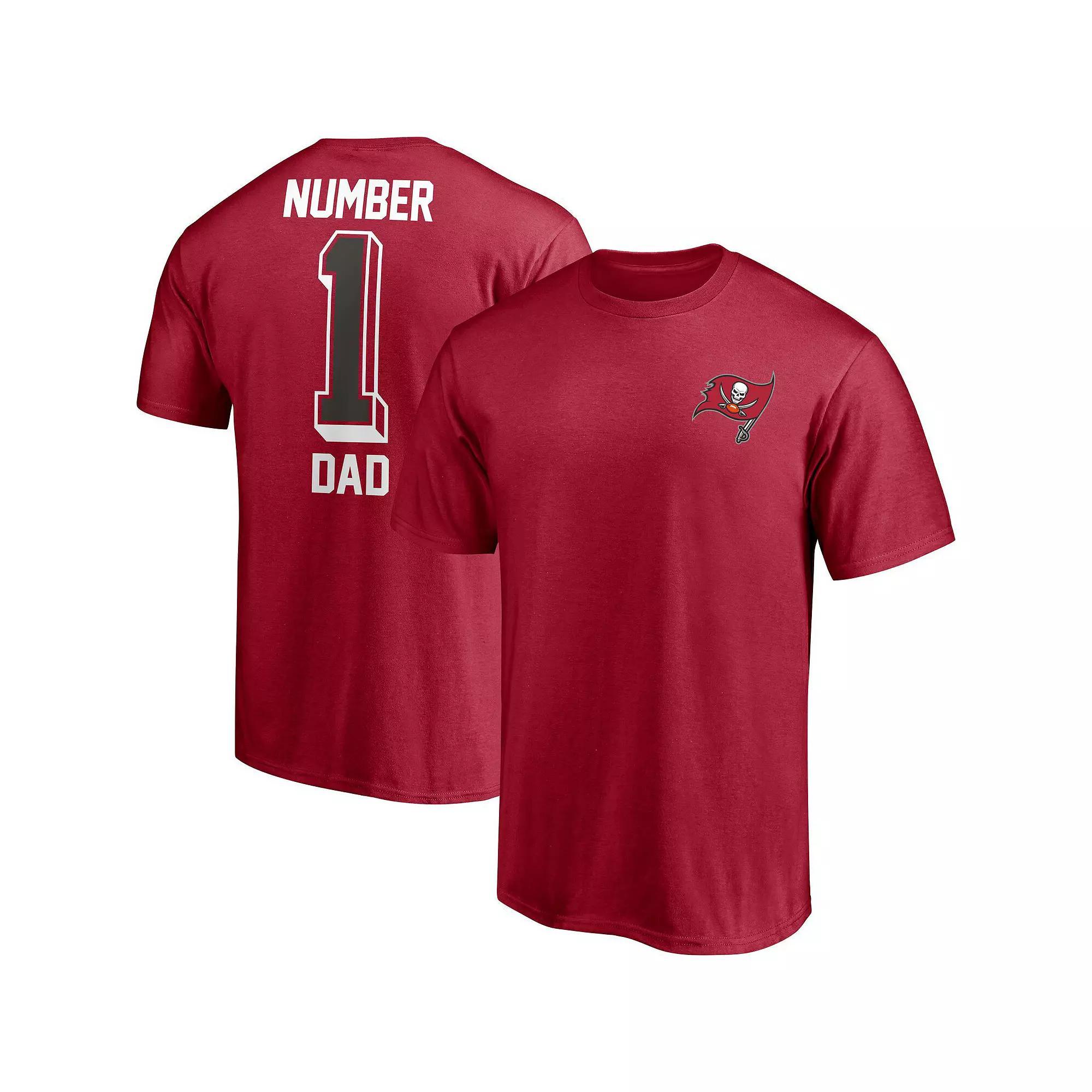 Men's Fanatics Branded Red Tampa Bay Buccaneers #1 Dad T-Shirt, Size: Small Product Image