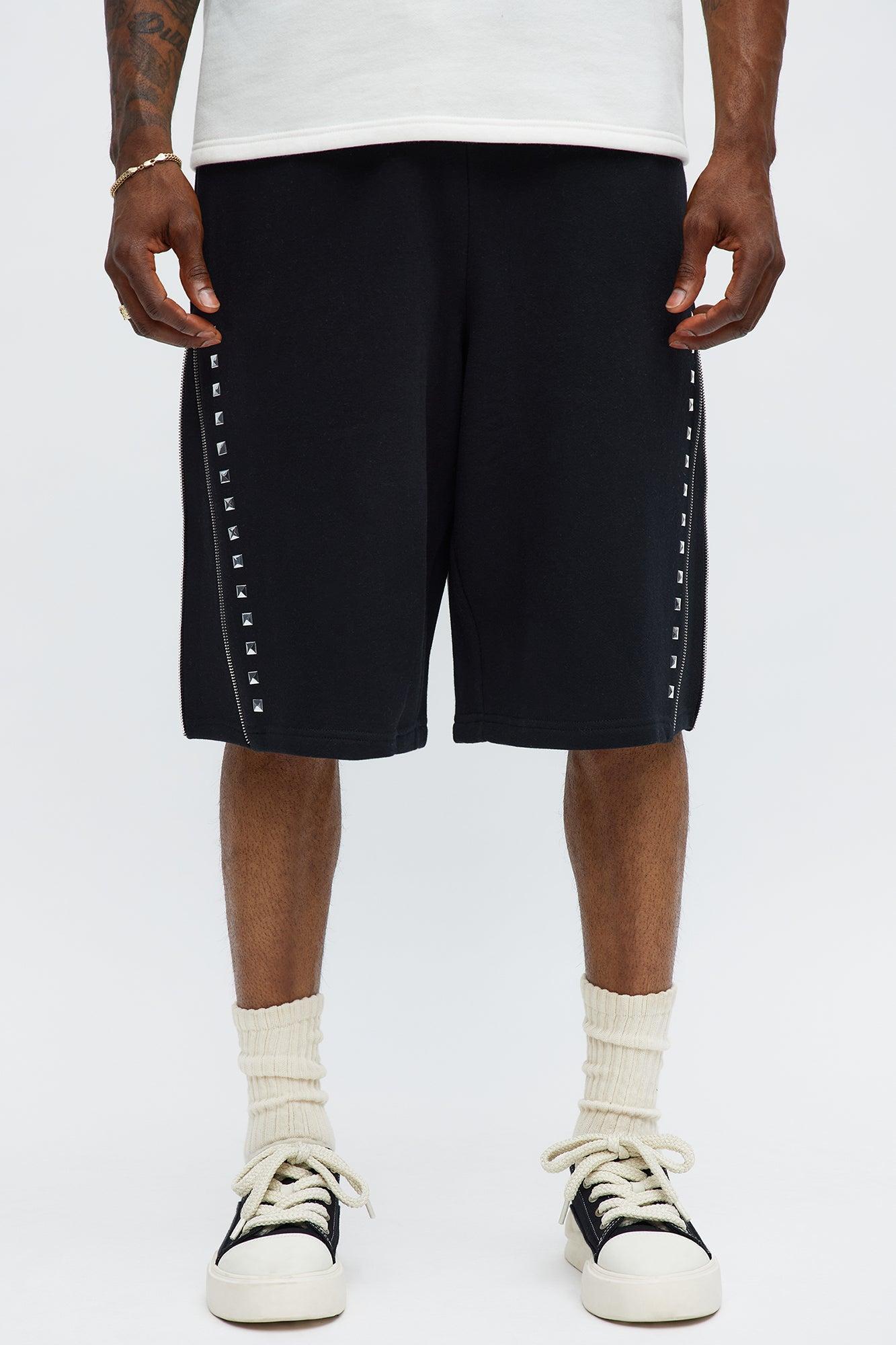 Tyson Baggy Sleaze Studded Shorts - Black Product Image
