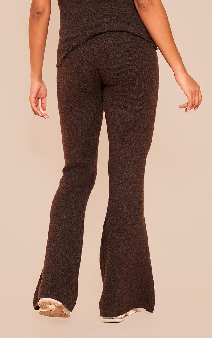 Maternity Chocolate Brown Luxe Knit Flared Pants Product Image