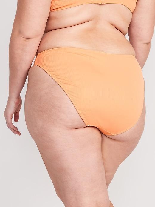 High-Waisted French-Cut Ribbed Bikini Swim Bottoms Product Image