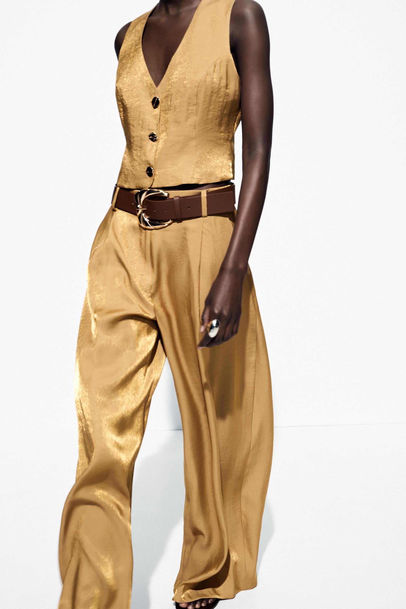 GOLD BUTTON SATIN EFFECT TOP Product Image