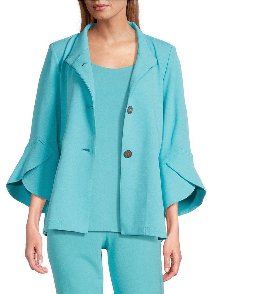 Ming Wang Deco Crepe Winged Collar Bracelet Tulip Sleeve Jacket Product Image